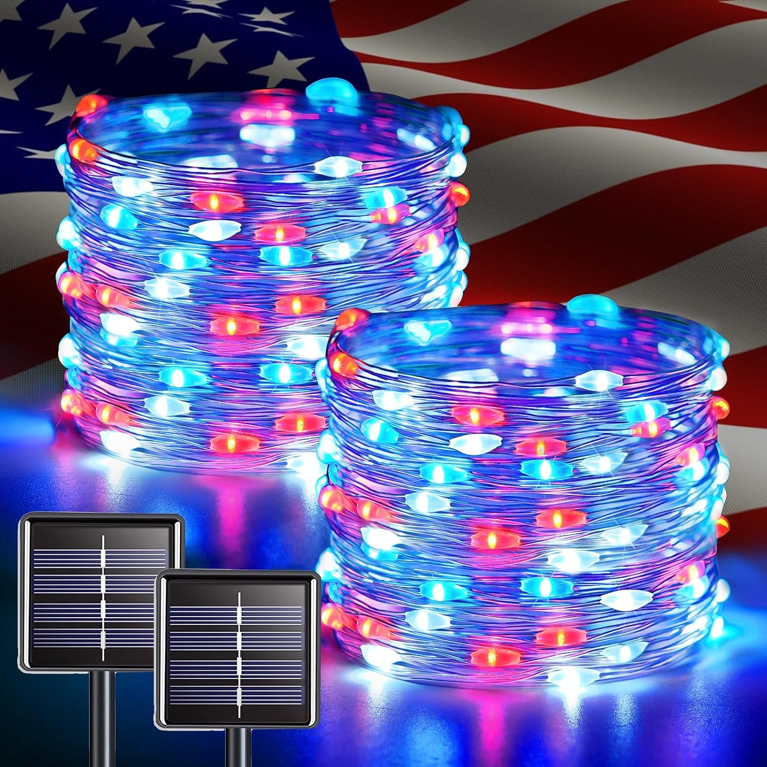 JMEXSUSS 2 Pack Solar String Lights Outdoor Total 66FT 200LED Fairy Lights | Outdoor Waterproof, 8 Modes Solar Christmas Lights for Outside Garden Tree Patio Yard Wedding Christmas Decorations, White