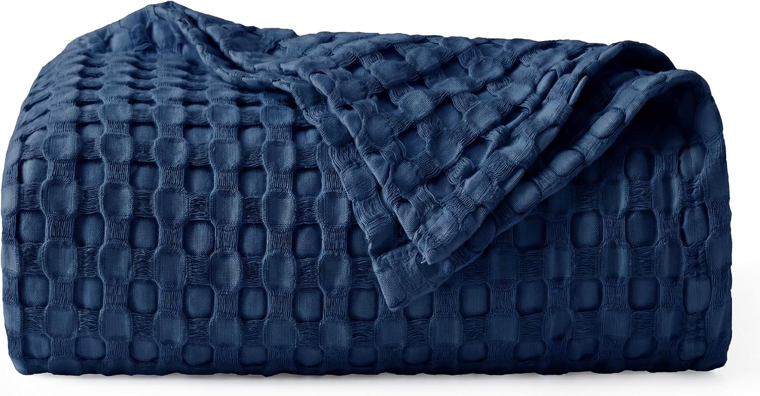 Bedsure Cooling Waffle Blanket for Hot Sleepers, Ivory, Queen, 90"x90"