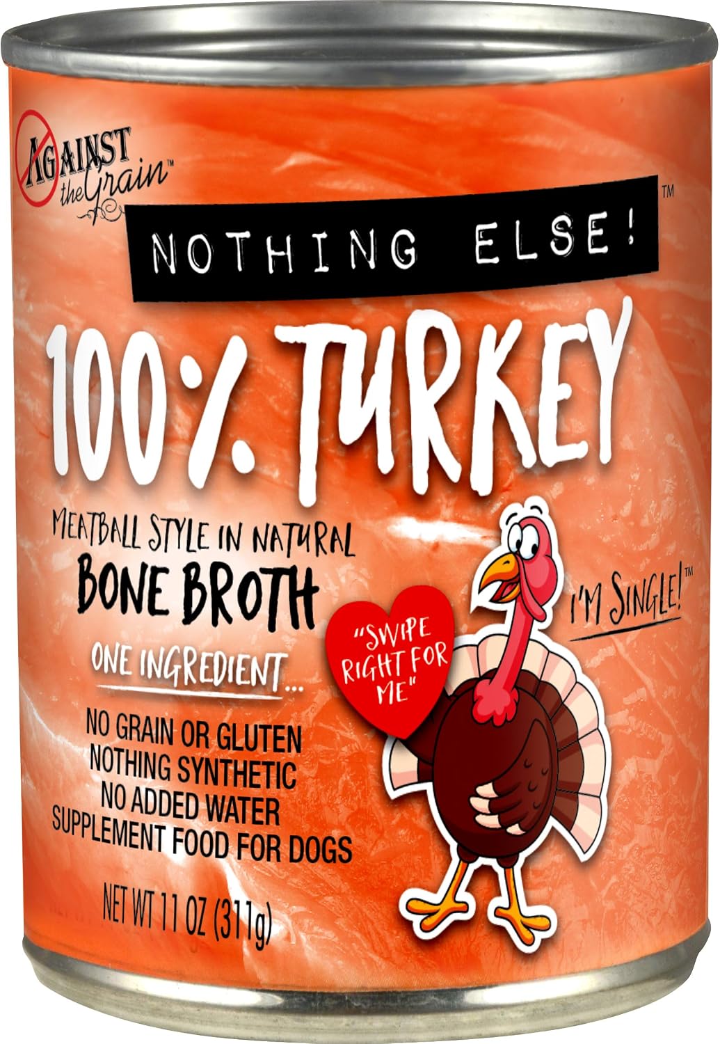 Against The Grain Nothing Else! 100% Salmon Dog Food – 12 Count, 11 oz Each – Single-Ingredient Meatball Texture in Natural Broth – Wet Dog Food – Grain & Gluten Free