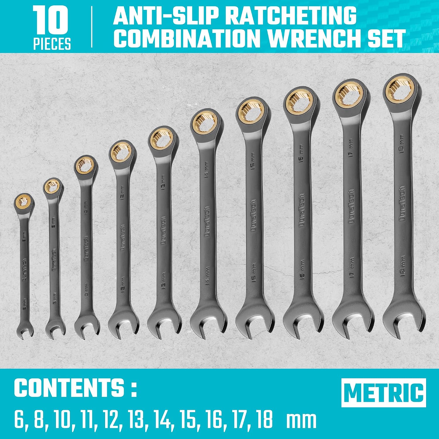 DURATECH 22-Piece Ratcheting Wrench Set, Combination Wrench Set, Metric&SAE