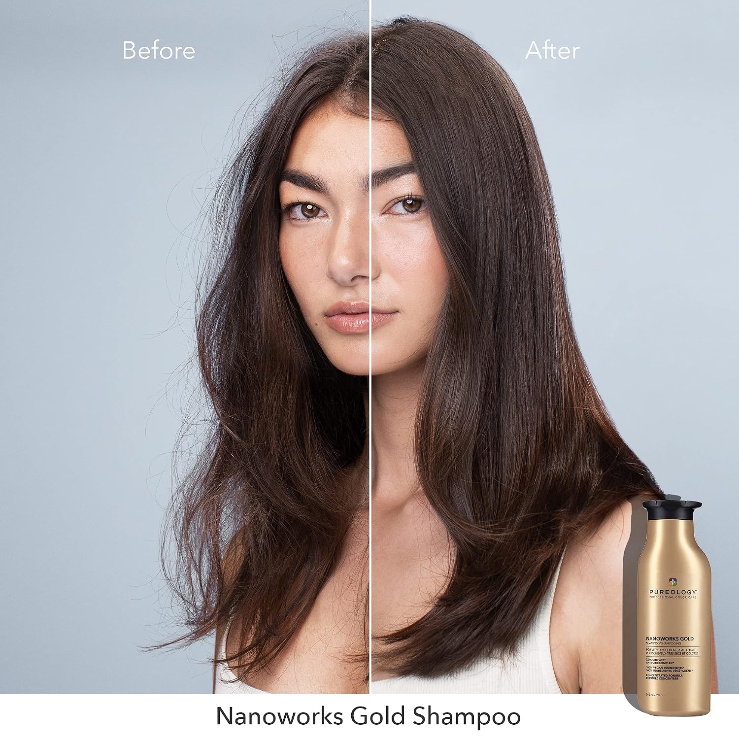 Pureology Nanoworks Gold Shampoo - For Very Dry and Color-Treated Hair, Renews Softness & Shine, Sulfate-Free & Vegan