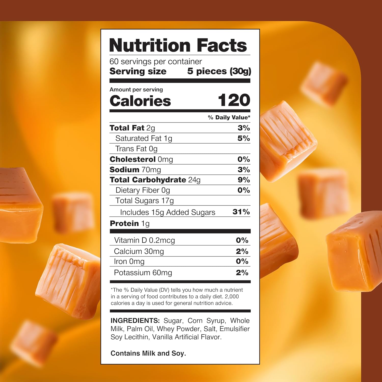 Caramel Candy, Creamy Caramels Individually Wrapped - 4 Lb Pack | Vanilla Flavored, Chewy Candy for Office