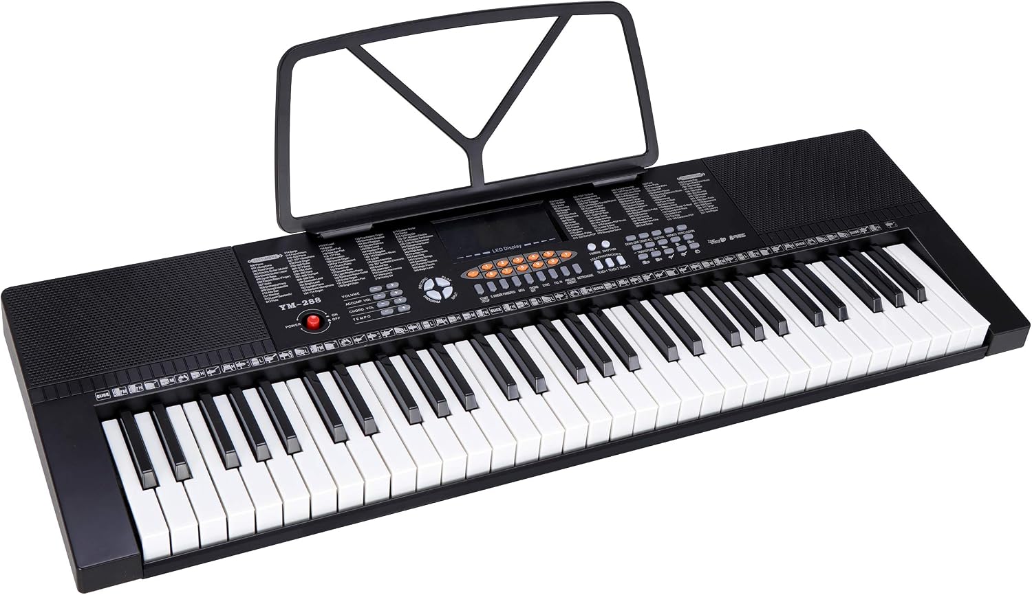 Saturnpower 61-Key Portable Electronic Keyboard Piano with Built In Speakers, Headphones, Microphone, Dual Power Supply, Piano Stand