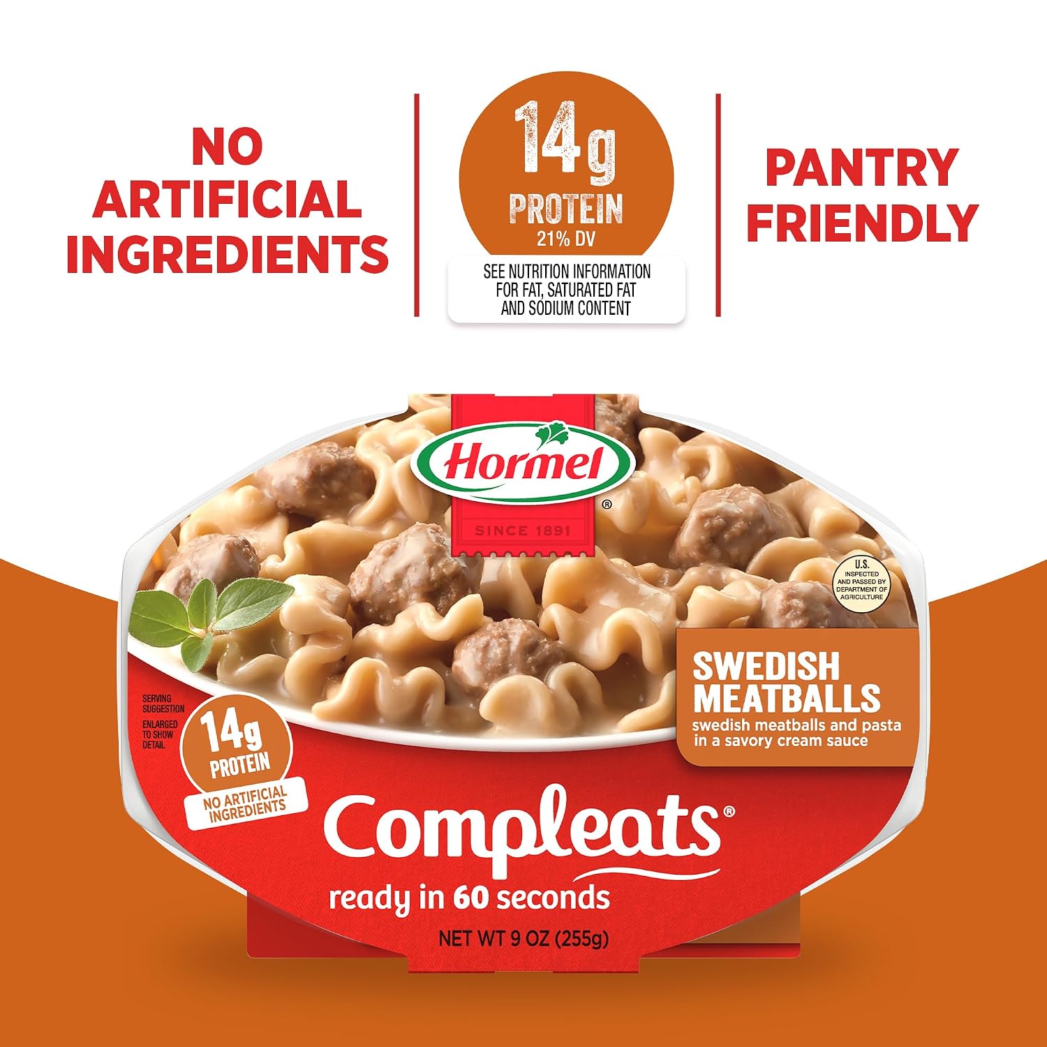 HORMEL COMPLEATS Meatloaf & Gravy With Mashed Potatoes, 9 oz. (6 Pack) | Heat and Eat, Microwave Meals, Prepared Foods