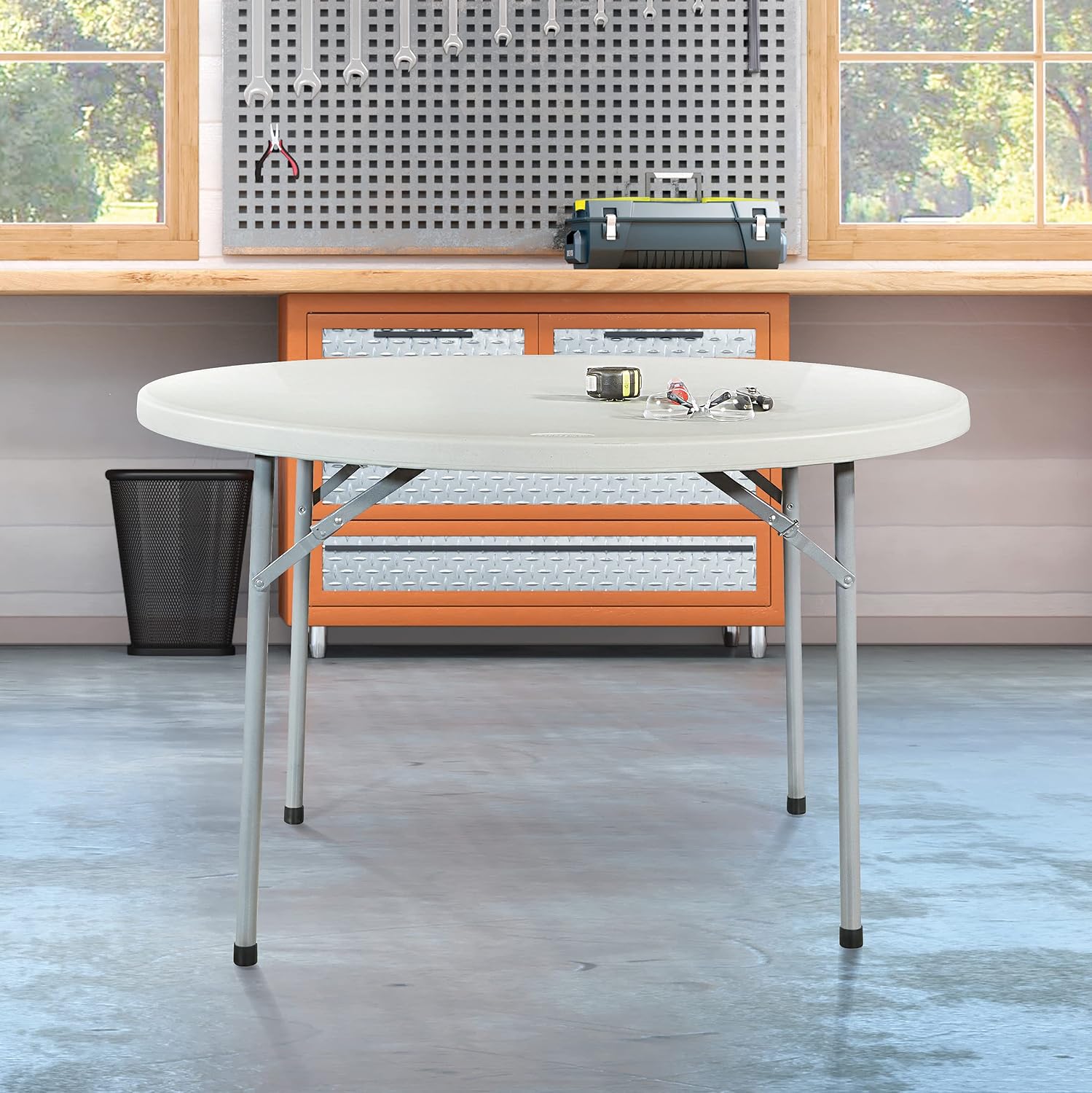 Office Star Resin Multipurpose Round Table, 4-Feet, Grey
