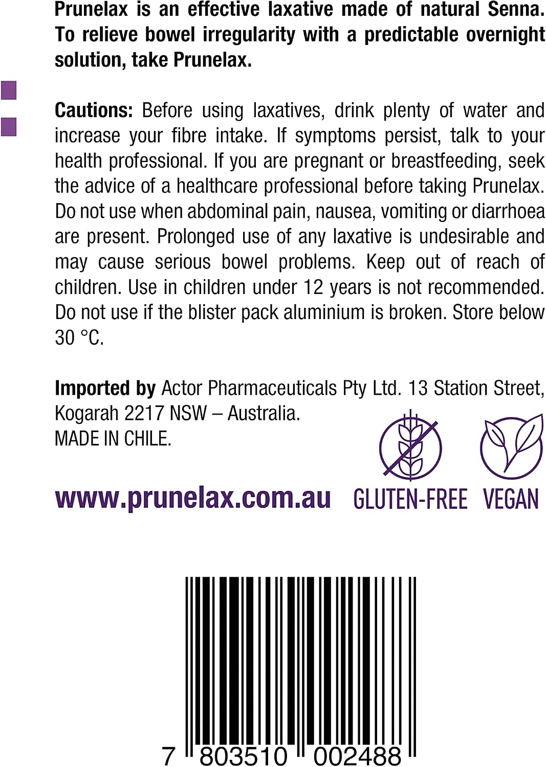 Prunelax Tablets - Extra Strength Natural Laxative Supplement Containing High Strength Senna for Constipation Relief & Restore Normal Bowel Motion