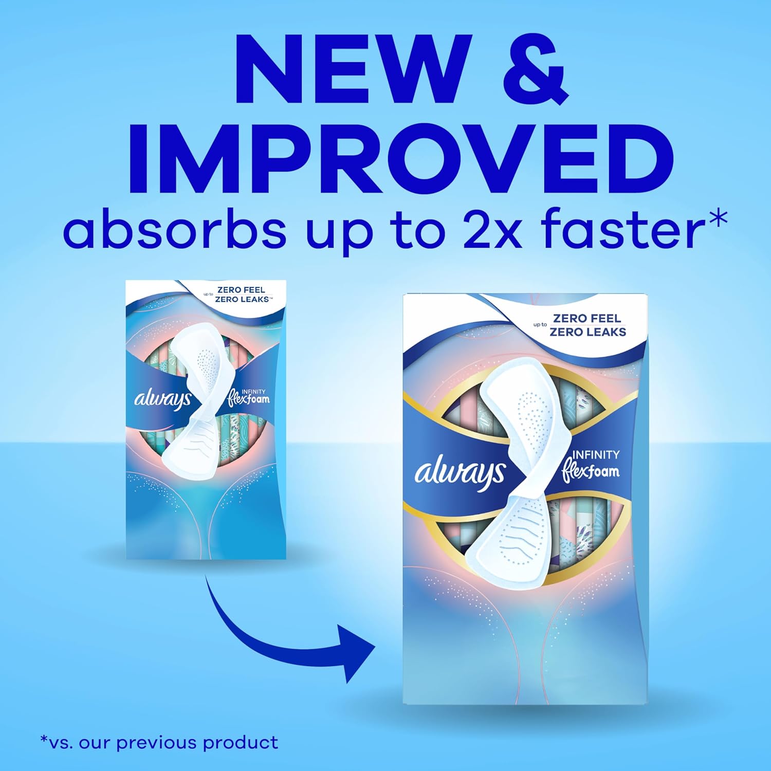 Always Infinity Feminine Pads for Women, Size 3, Extra Heavy Flow, with Wings, Unscented, 28 CT