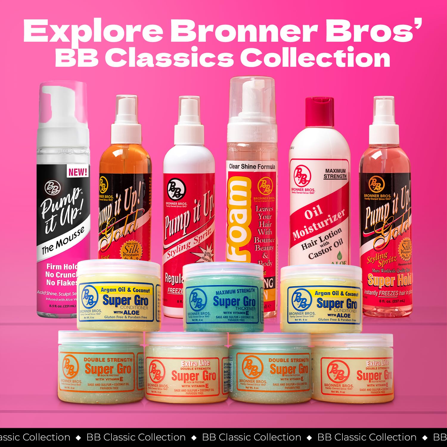 Bronner Bros Pump It Up Gold Styling Spritz, Super Hold Hairspray, 8oz | For Styling & Finishing, Fast-Drying Hair Spray