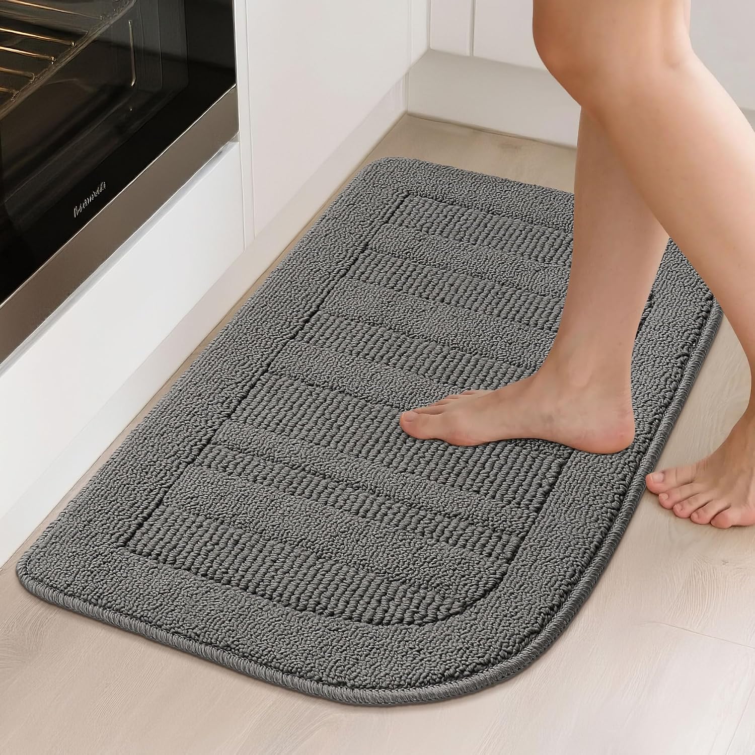 BEQHAUSE 30x18 Inch Kitchen Rugs Non Slip Washable Kitchen Sink Rug, Green