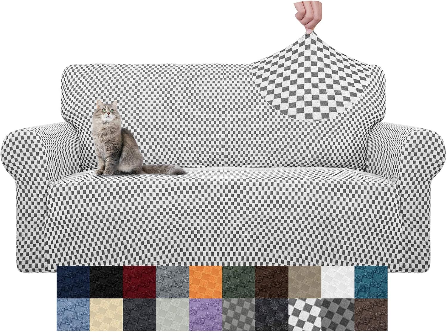 YEMYHOM Couch Cover Latest Jacquard Design High Stretch Sofa Covers for 2 Cushion Couch
