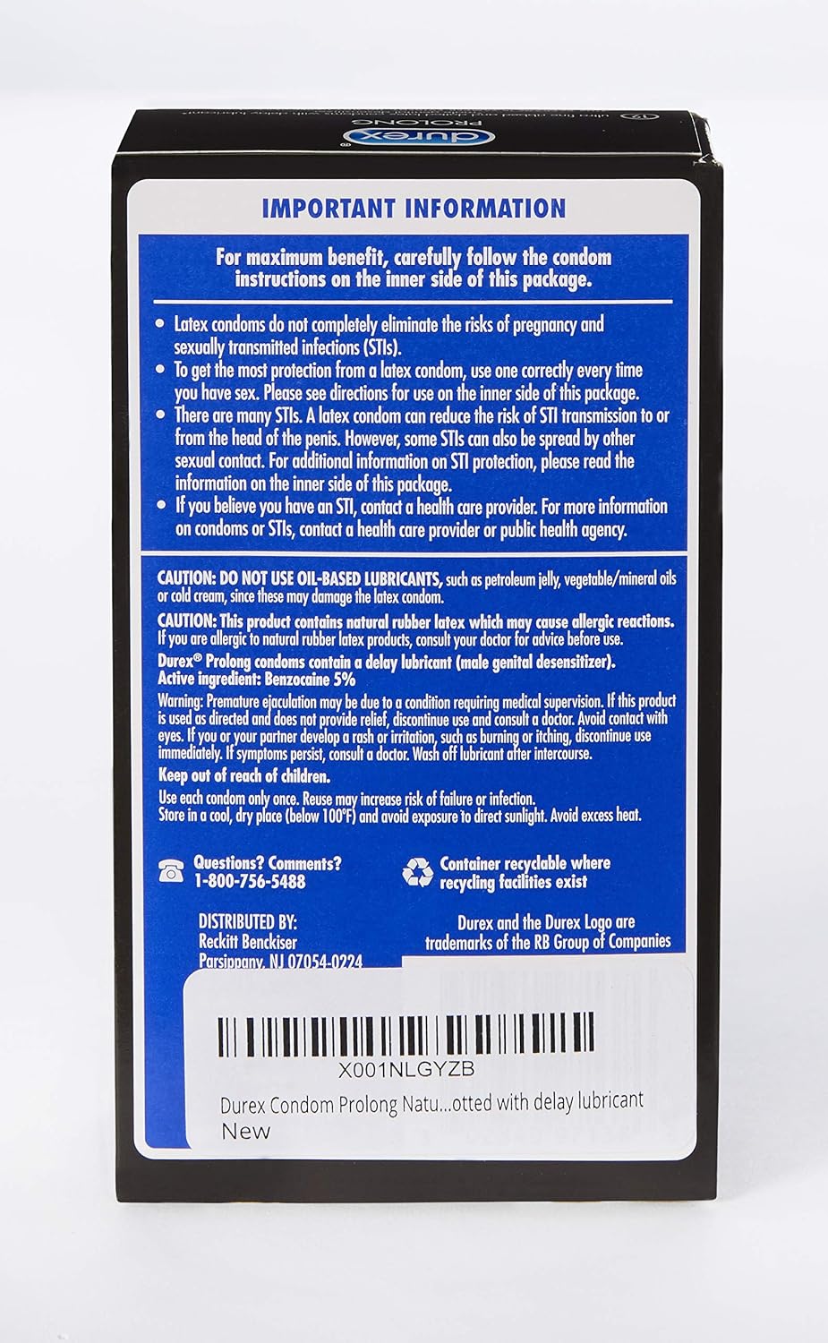 Durex Prolong Condoms with Delay Lubricant, Ribbed & Dotted Condoms for Men, 12 Count