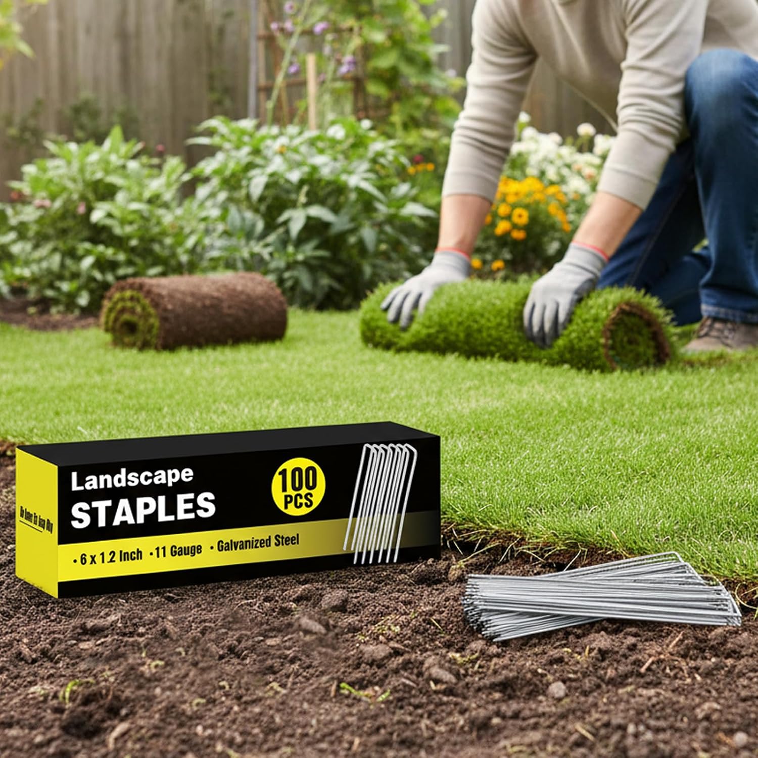 HongWay 240 Pack Landscape Staples 6 Inch, Galvanized Garden Stakes