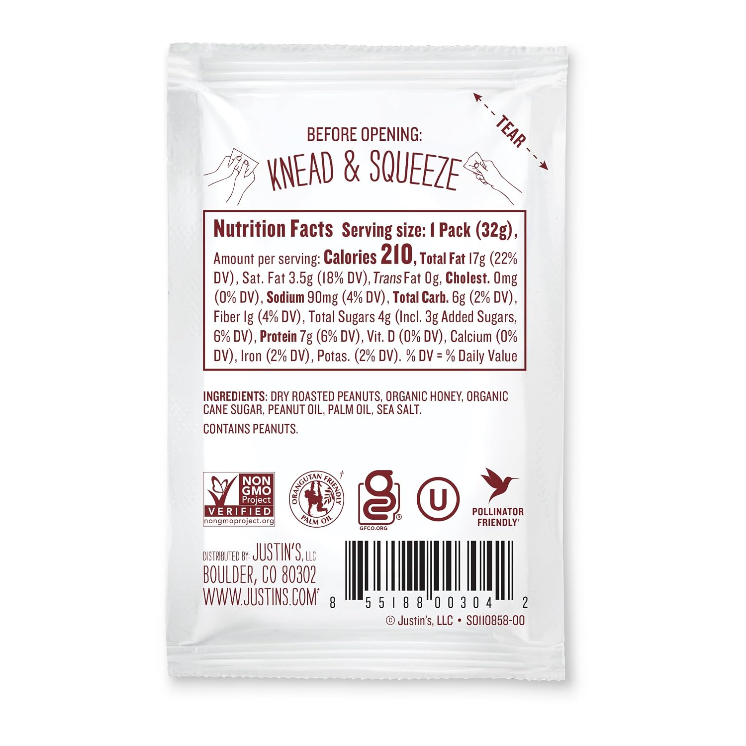 Justin's Classic Crunchy Peanut Butter Squeeze Packs - 1.15 oz - 10 pack | Shelf Stable Sandwich Spread