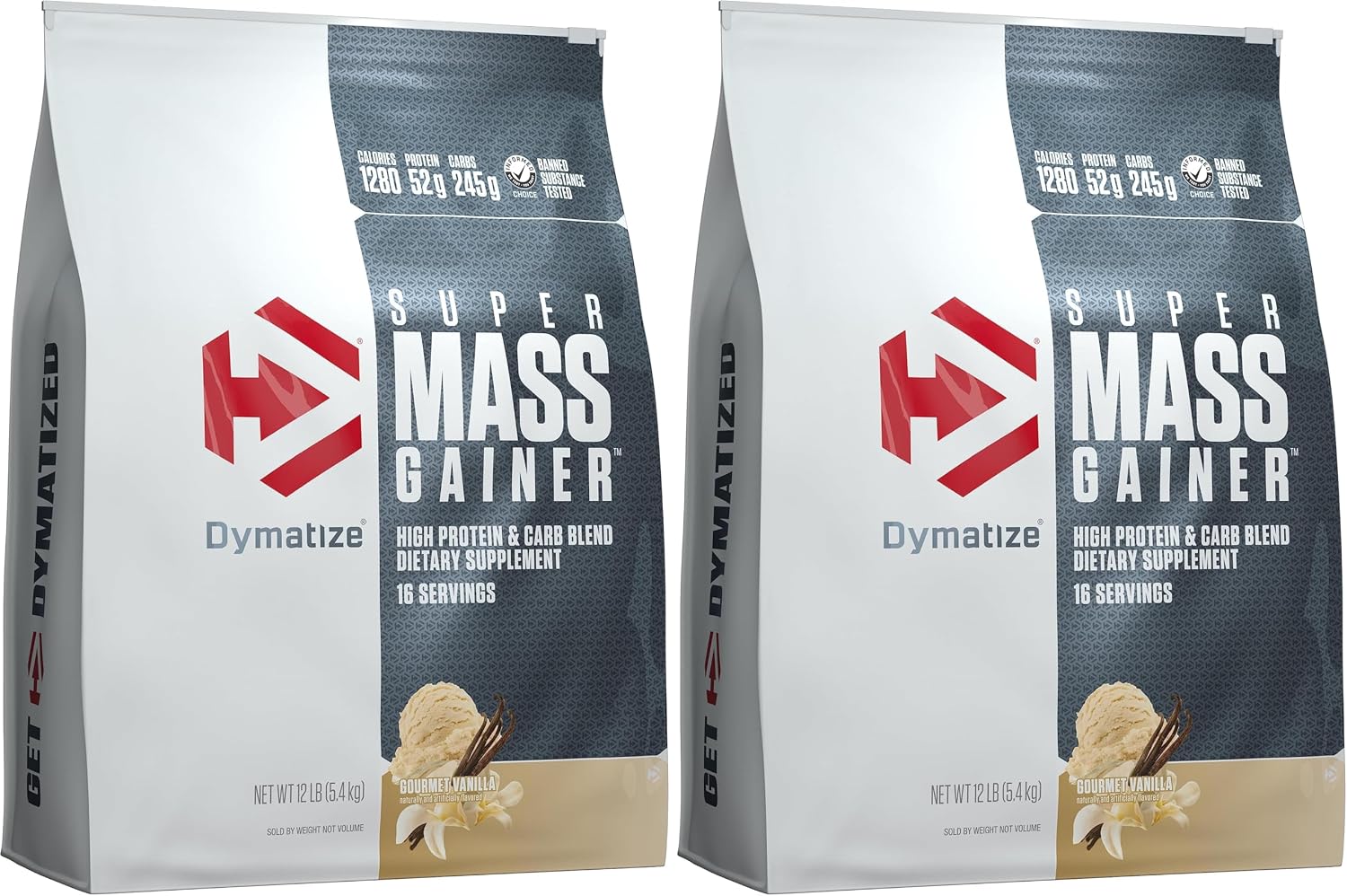 Dymatize Super Mass Gainer Protein Powder, Gourmet Vanilla, 52g Protein, 1g Creatine, 1280 Calories, 10.7g BCAAs, 245g Carbs, Contains Whey Protein Powder, Isolate, and Casein (8 Servings)
