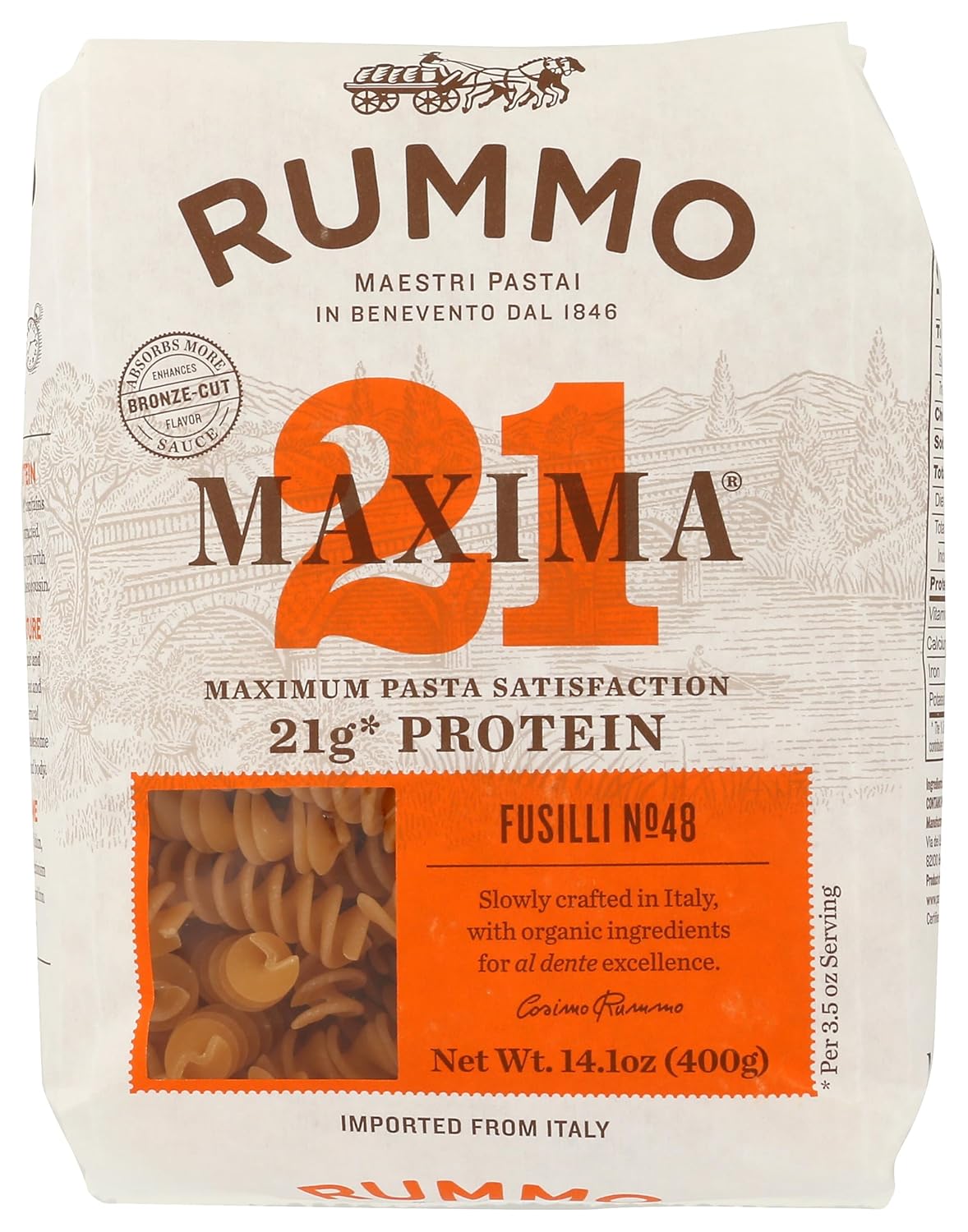 Rummo, Pasta Fusilli Protein Organic, 14.1 Ounce