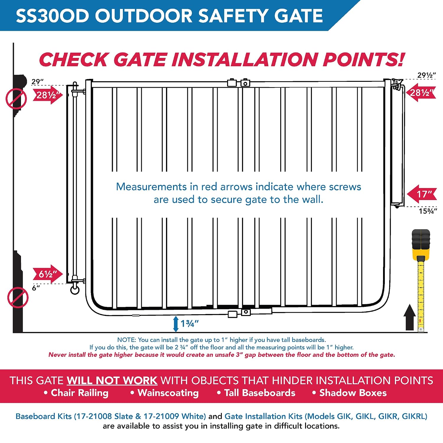 Cardinal Gates SS30OD Stairway Special Outdoor Baby & Pet Gate, Brown | SS30OD Stairway Special fits 27-42.5 in; weather-resistant outdoor baby/pet gate for stairs, decks, patios and porches.