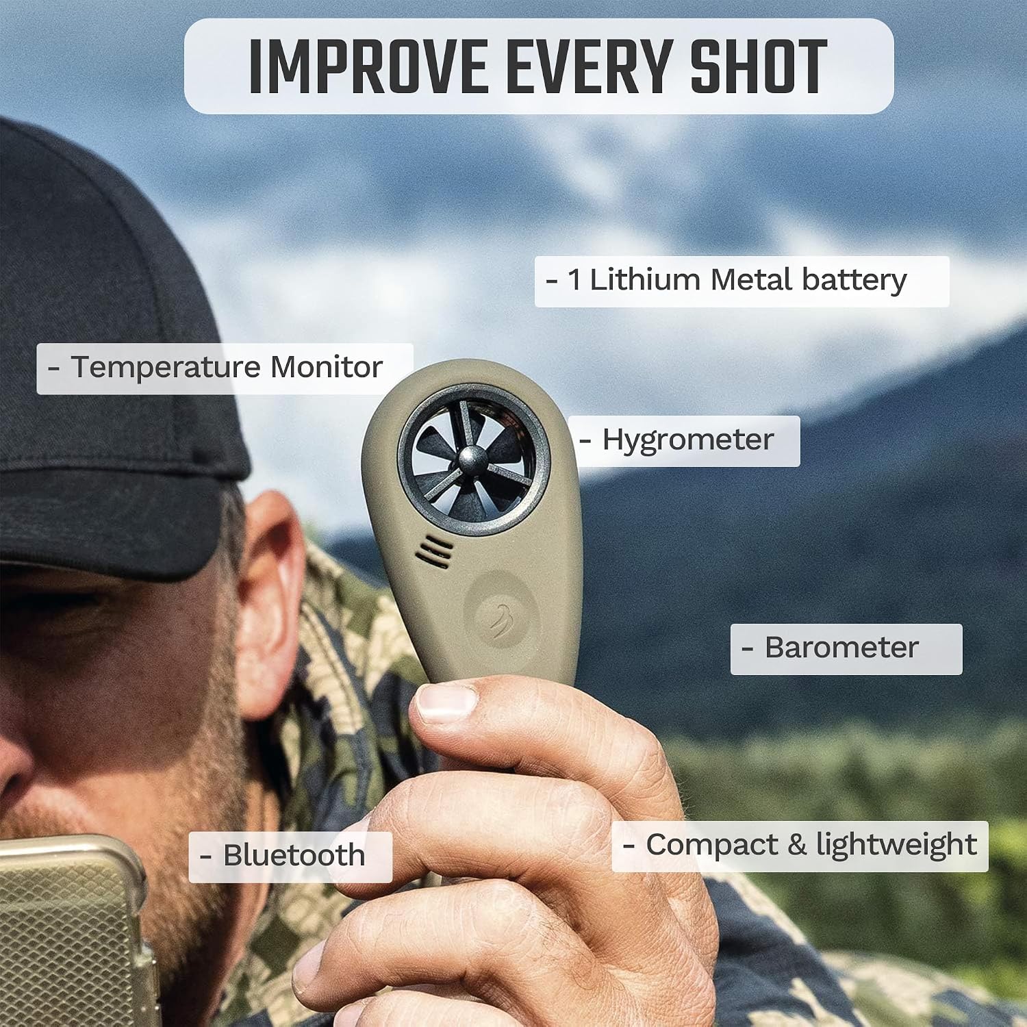Tempest Anemometer – Handheld Wind Meter for Precision Shooting, Wind Speed Anemometer, Air Flow Meter