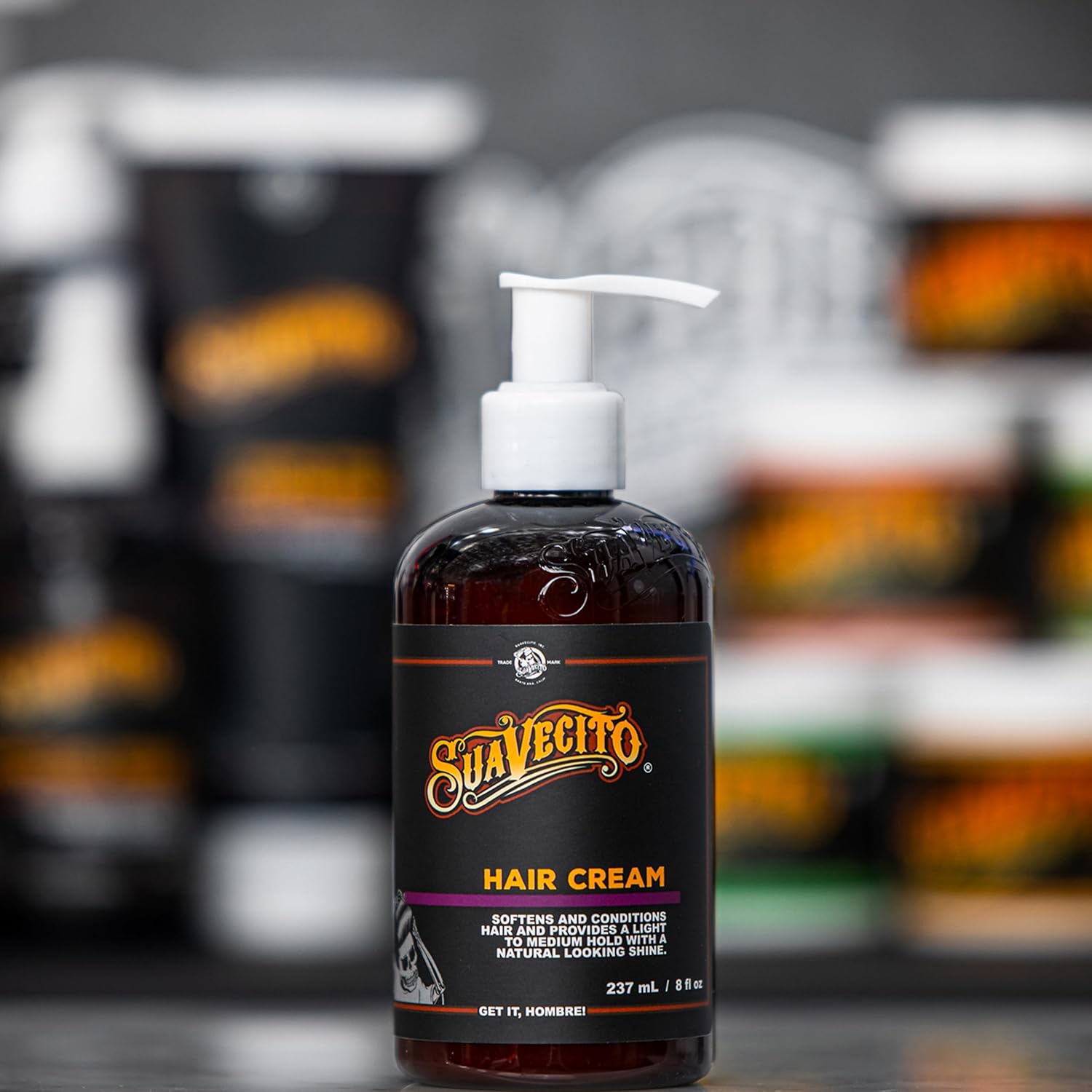 Suavecito Hair Cream for Men - Pump Bottle, Light Hold, Natural Shine, Water Based, Tames Frizz, Great for Curly Hair