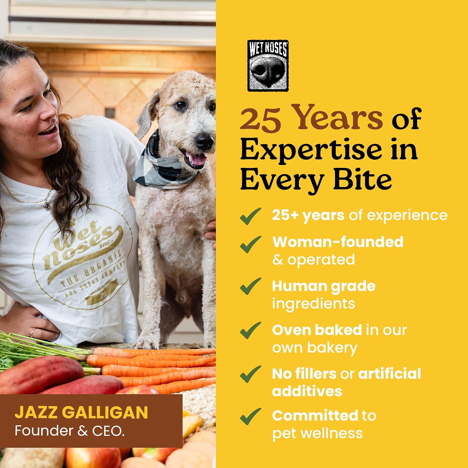 Wet Noses Organic Crunchy Dog Treats – All-Natural, Human-Grade, Non-GMO, Healthy Training & Delicious Snacks for Dogs
