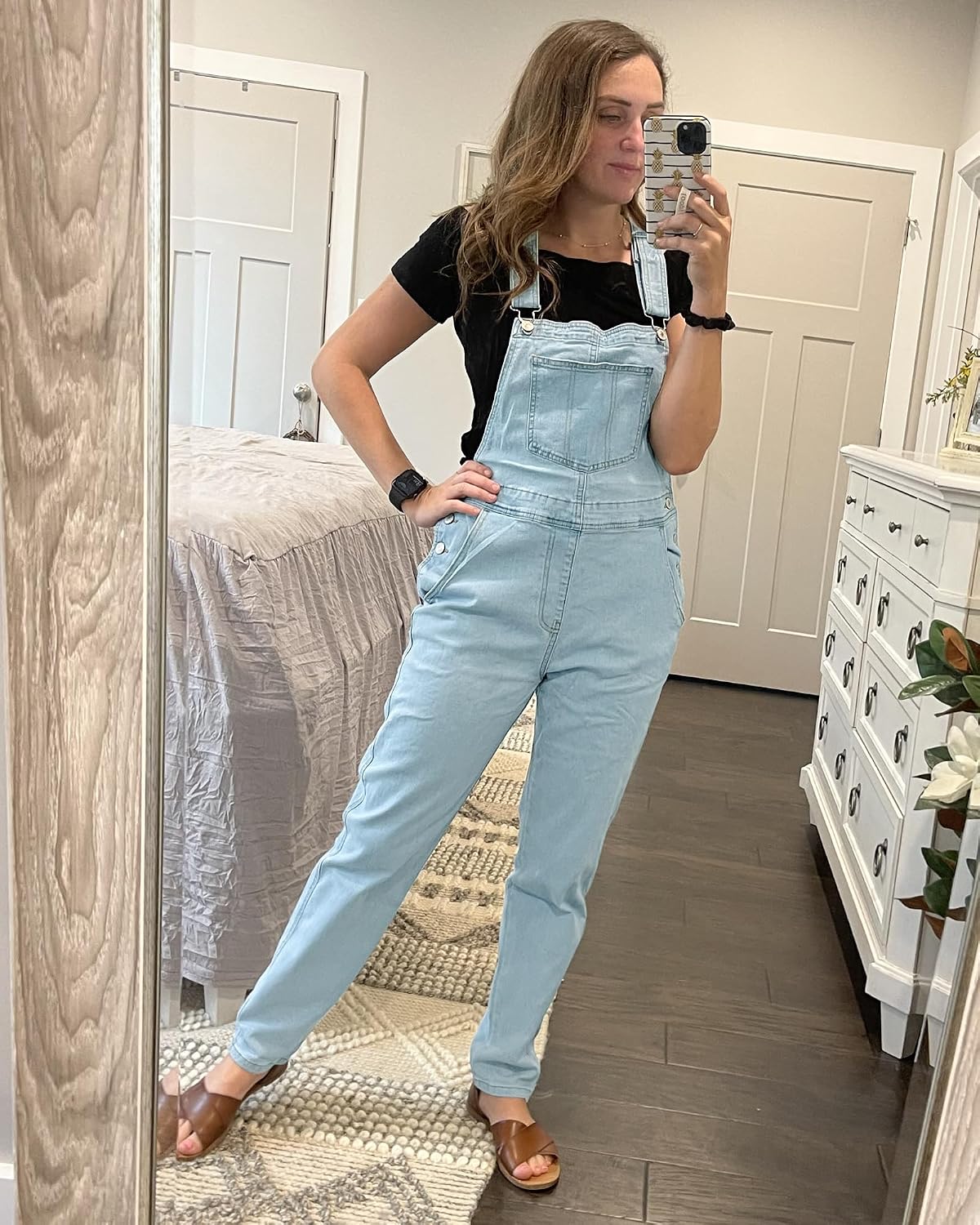 LookbookStore Denim Overalls for Women Dressy Stretch Bib Jean Jumpsuits
