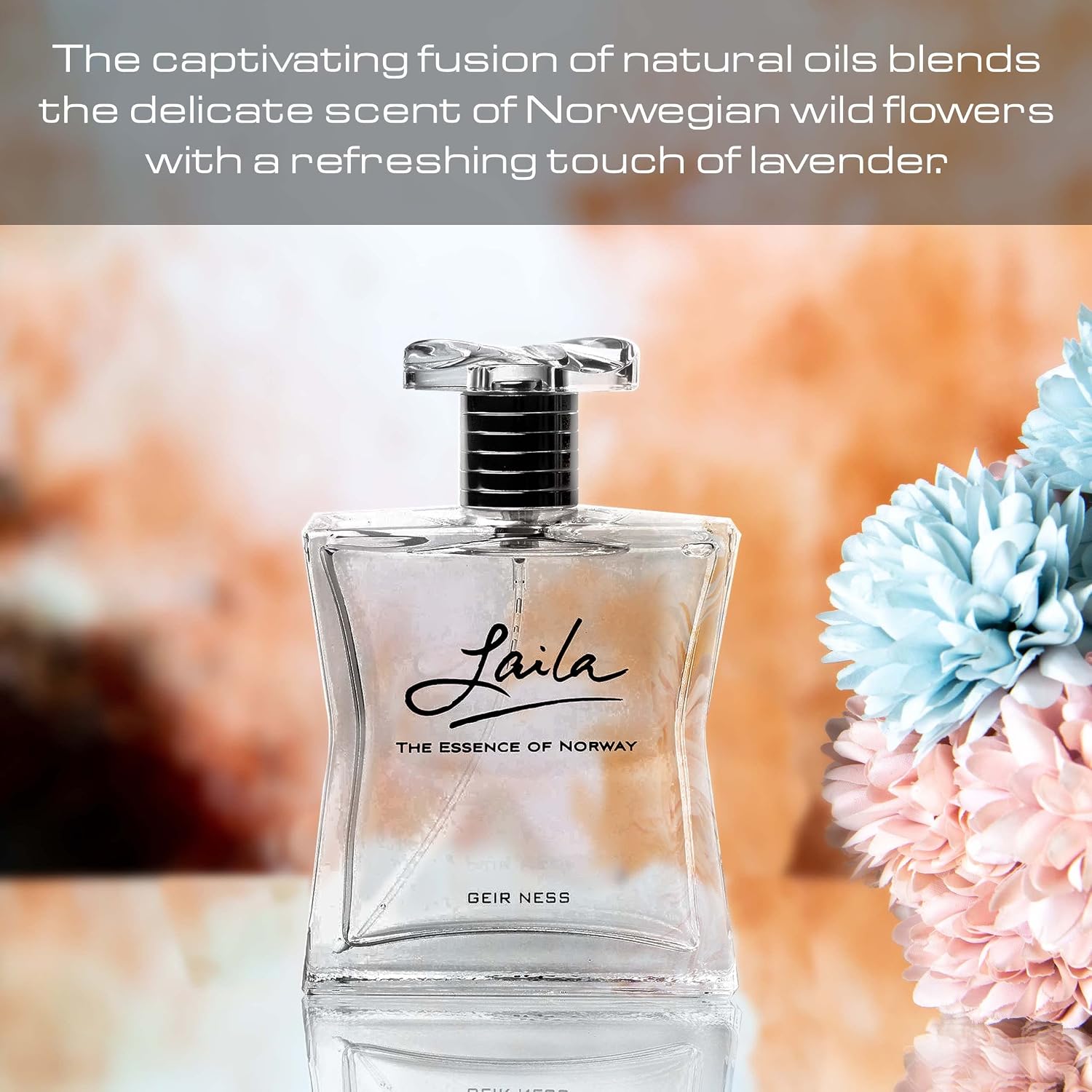 Geir Ness Laila Eau de Parfum for Women, Essence of Norway, 1.7 oz | Laila perfume, airy fruity-floral fragrance, long-lasting wear, everyday scent, 50 ml spray bottle