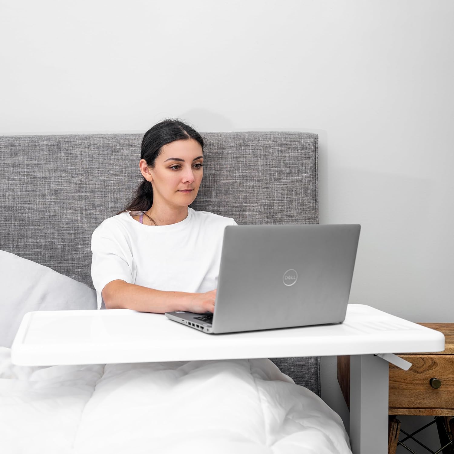 Carex Rolling Overbed Table, Hospital Bed Table, Laptop Tables for Recliner, Bed, Bedside and Sofa, Computer Tables, Hospital Tray