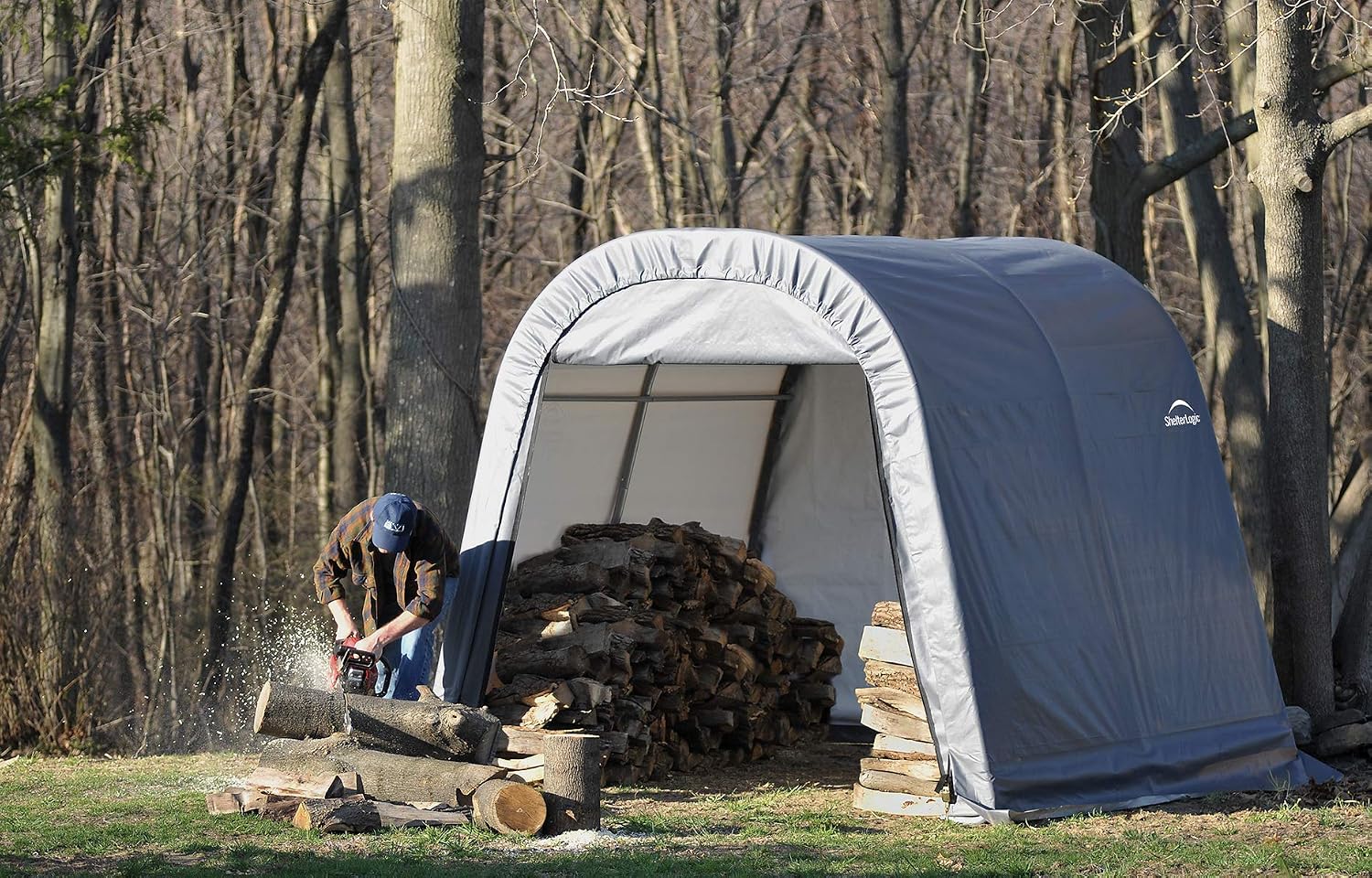 ShelterLogic 77813 Grey 10'x12'x8' Round Style Shelter