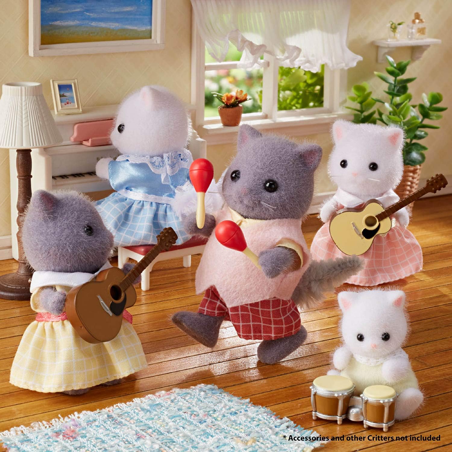 Calico Critters, Sandy Cat Family, Dolls, Dollhouse Figures, Collectible Toys, Premium, 3 inches