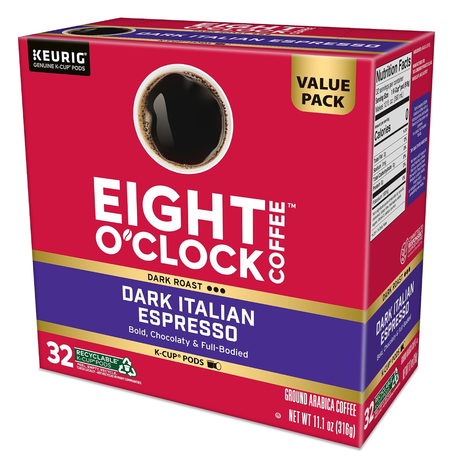 Eight O'Clock Coffee The Original, Single-Serve Keurig K-Cup Pods, Medium Roast Coffee Pods, 72 Count