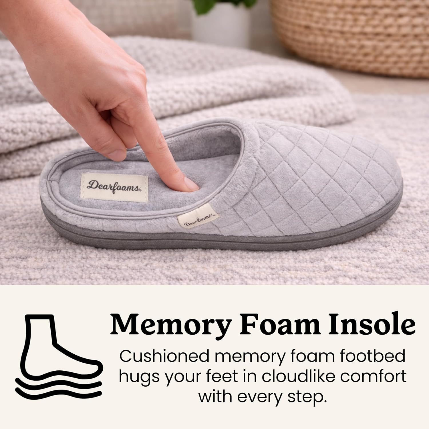 Leslie Terry Clog House Shoes with Memory Foam, Indoor Slippers with Wide Widths