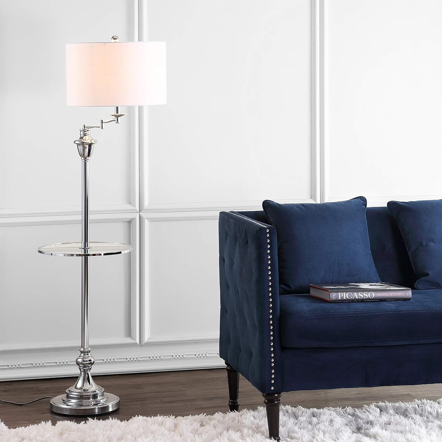 JONATHAN Y Cora 60" Metal Swing Arm Floor Lamp, Oil Rubbed Bronze/Clear