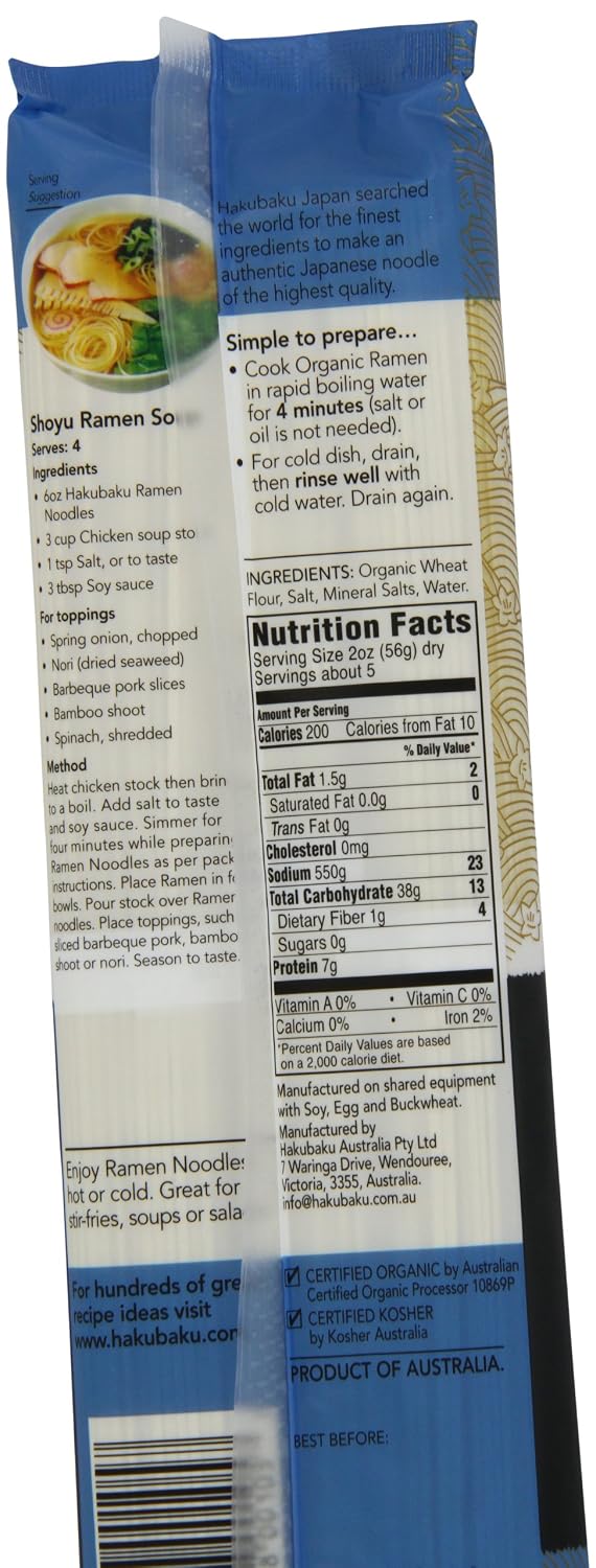 Hakubaku Organic Ramen Noodles, 9.5 OZ