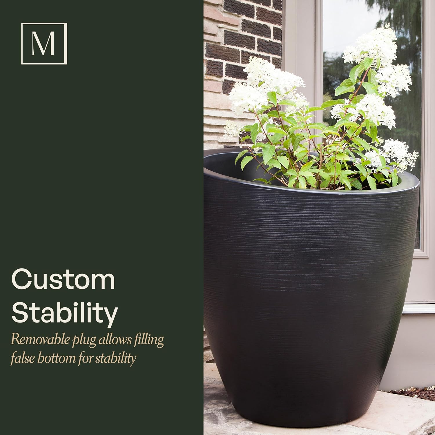 Mayne Modesto 20in Round Modern Planter, Neptune Blue | All season, Indoor/Outdoor, Double-wall design, Fade resistant, 15-year warranty