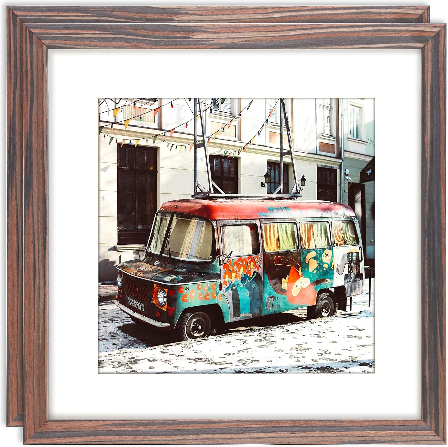 Picture Frames 8x8 2 Pack Made of Solid Wood Black for Wall Mounting and Tabletop Display