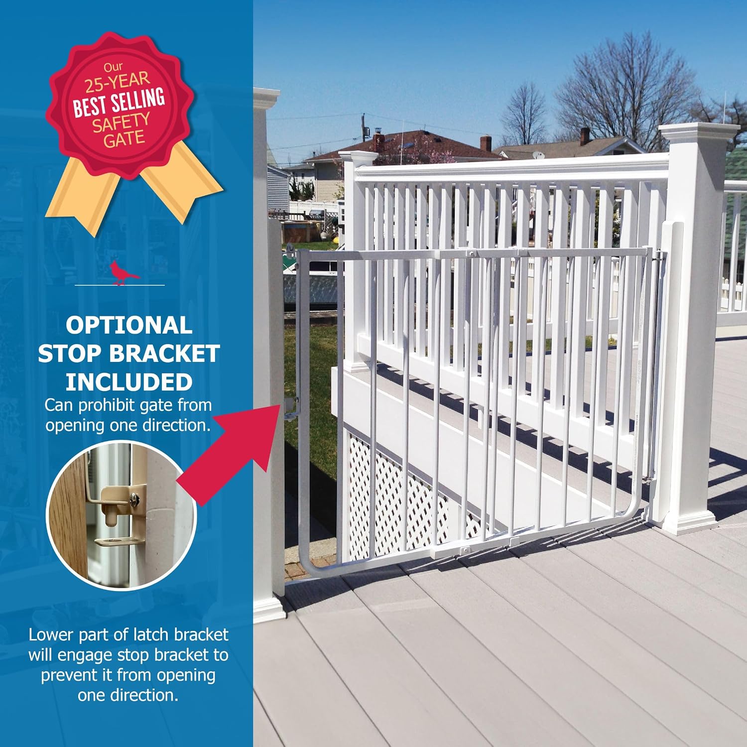 Cardinal Gates SS30OD Stairway Special Outdoor Baby & Pet Gate, Brown | SS30OD Stairway Special fits 27-42.5 in; weather-resistant outdoor baby/pet gate for stairs, decks, patios and porches.