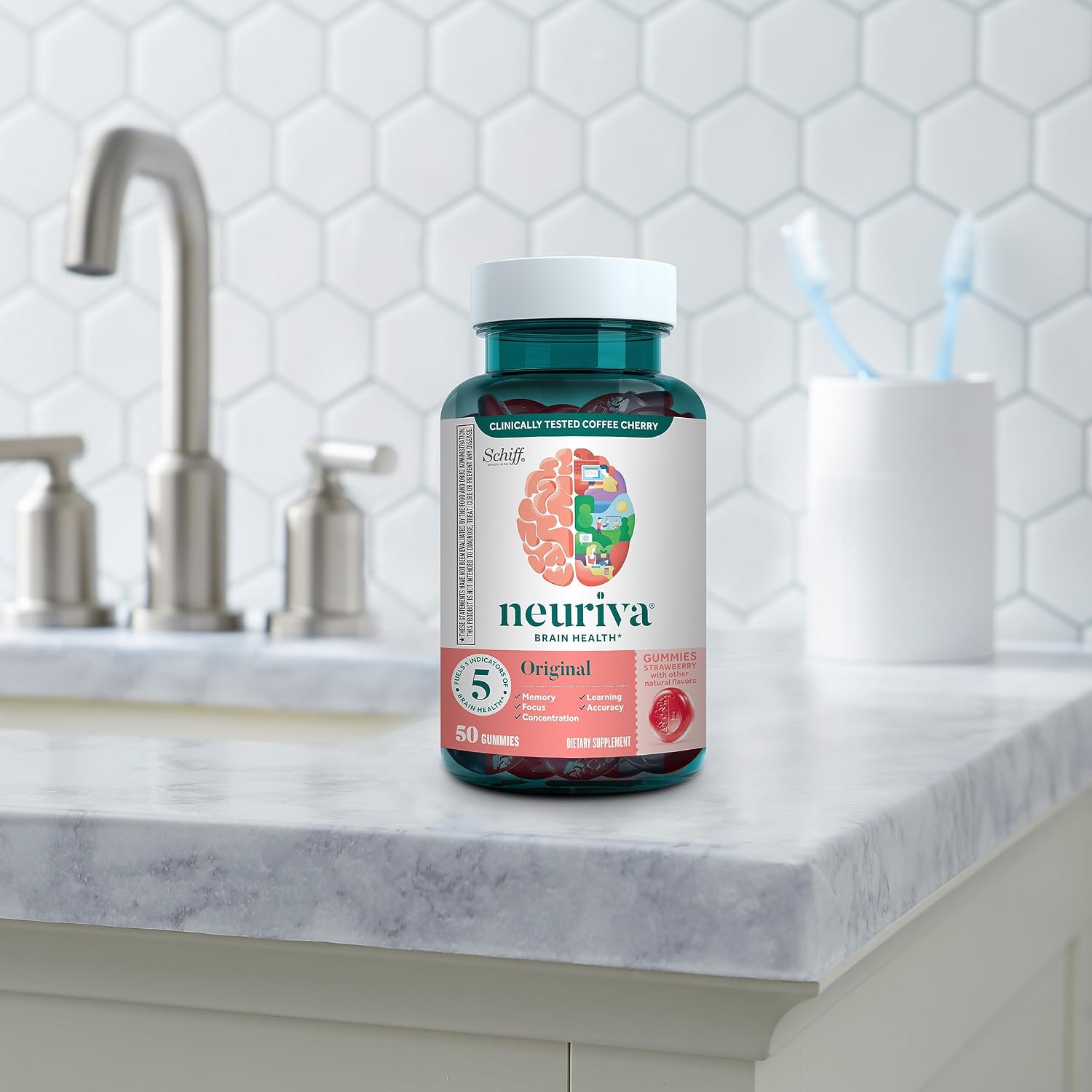 NEURIVA Plus Brain Supplements for Memory and Focus, Clinically Tested Nootropics Neurofactor and Phosphatidylserine with Vitamin B12, Vitamin B6