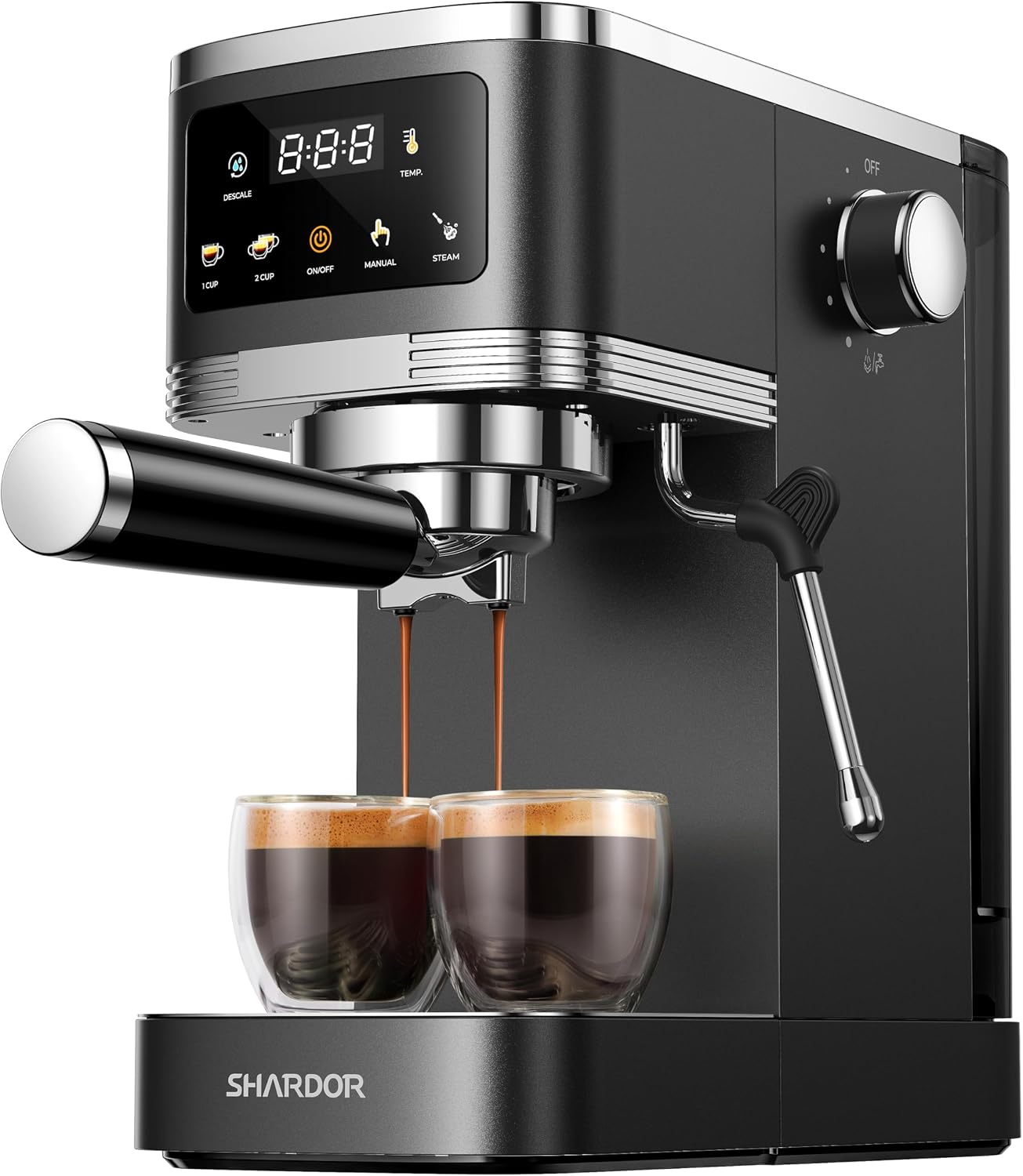 SHARDOR Espresso Machine 20 Bar, Professional Espresso Machine with Milk Frother and Touchscreen, Expresso Coffee Machines with Adjustable Temperature,for Cappuccino, Latte, Stainless Steel, White