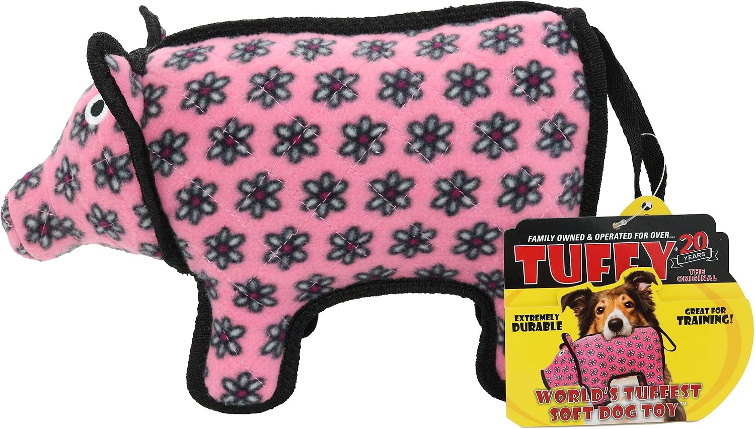 TUFFY® : Cow Dog Toy: Ultra Durable Plush Toy with Multiple Layers & Reinforced Seams, Washable and Floats, Original Construction