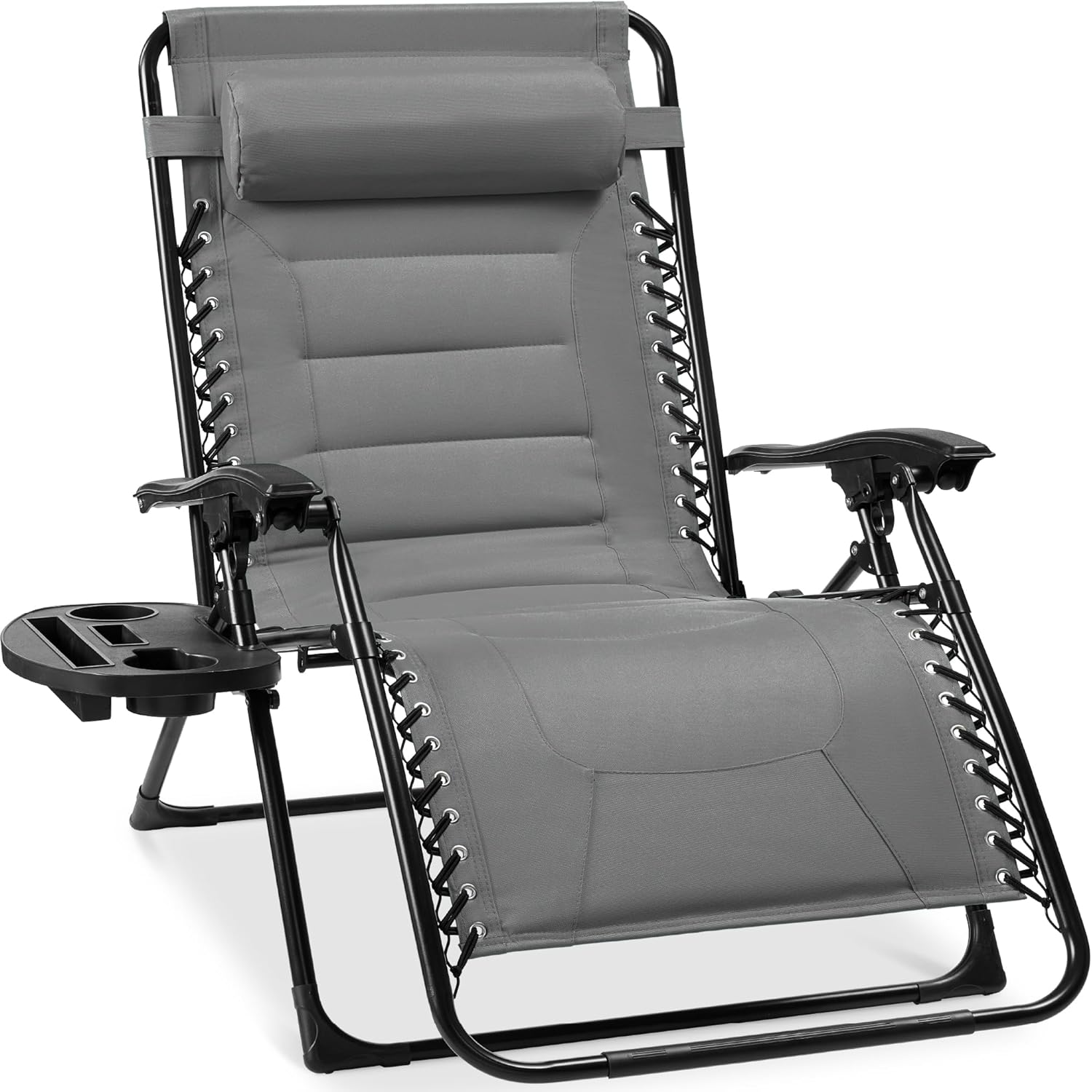 Best Choice Products Oversized Padded Zero Gravity Chair, Folding Outdoor Patio Recliner, XL Anti Gravity Lounger for Backyard w/Headrest, Cup Holder