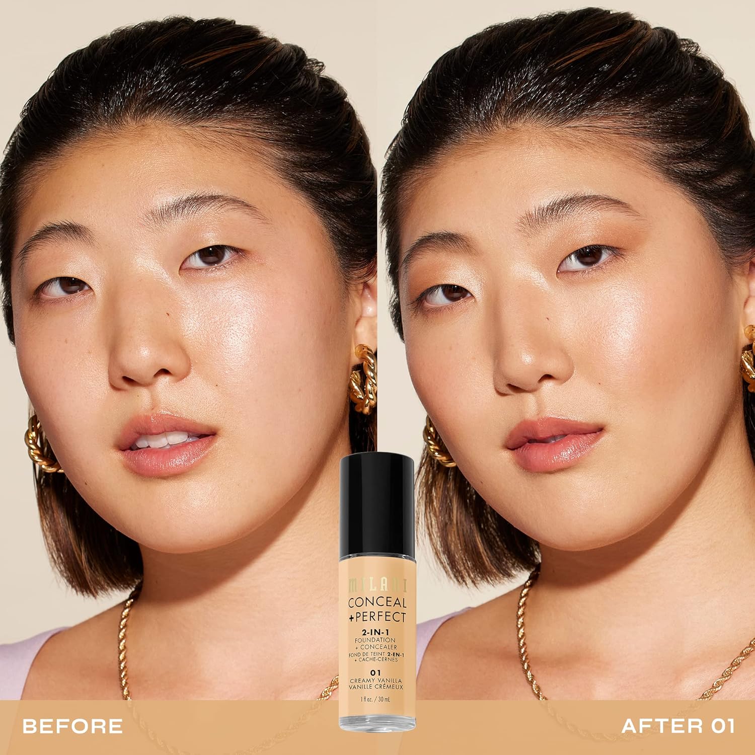 Milani Conceal + Perfect 2-in-1 Foundation + Concealer Makeup -13-Chestnut | Medium-To-Full Coverage, Natural-Matte Finish. Under Eye Corrector, Cover Redness & Imperfections. Waterproof & Sweat-Proof.