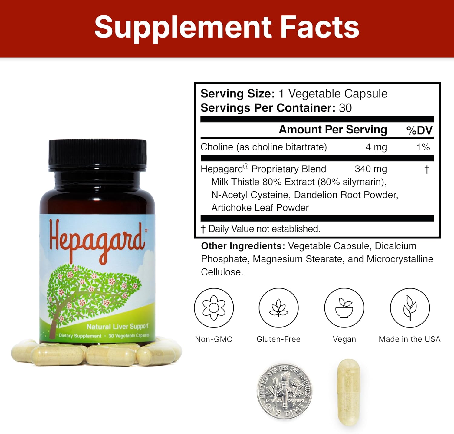 Hepagard Natural Liver Support Supplement with NAC, Vegan, Gluten-Free
