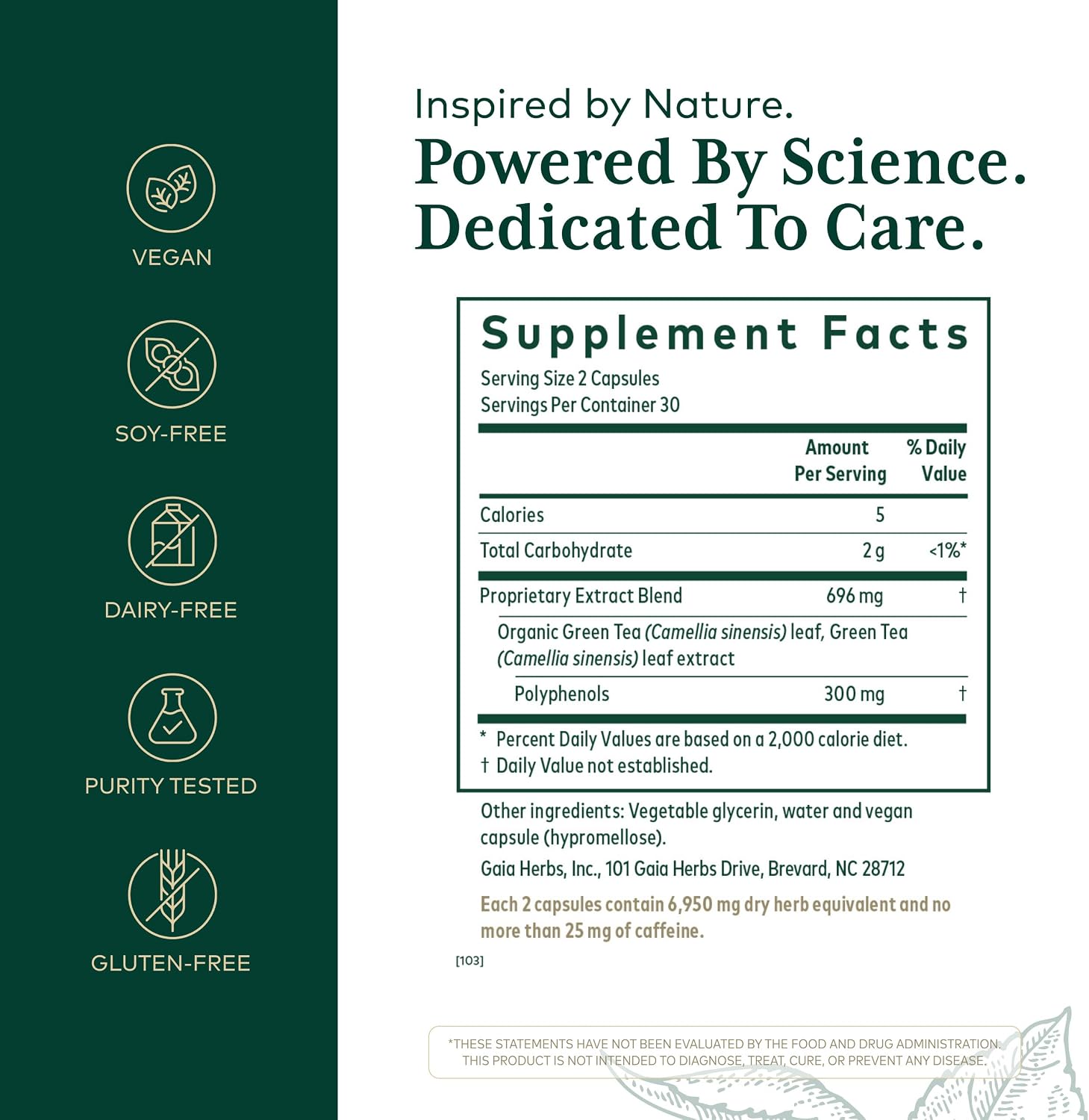 GAIA HERBS PRO Green Tea - Heart Health & Antioxidant Support Supplement* - Health Supplement with Green Tea Leaf Extract - Vegan, Gluten-Free
