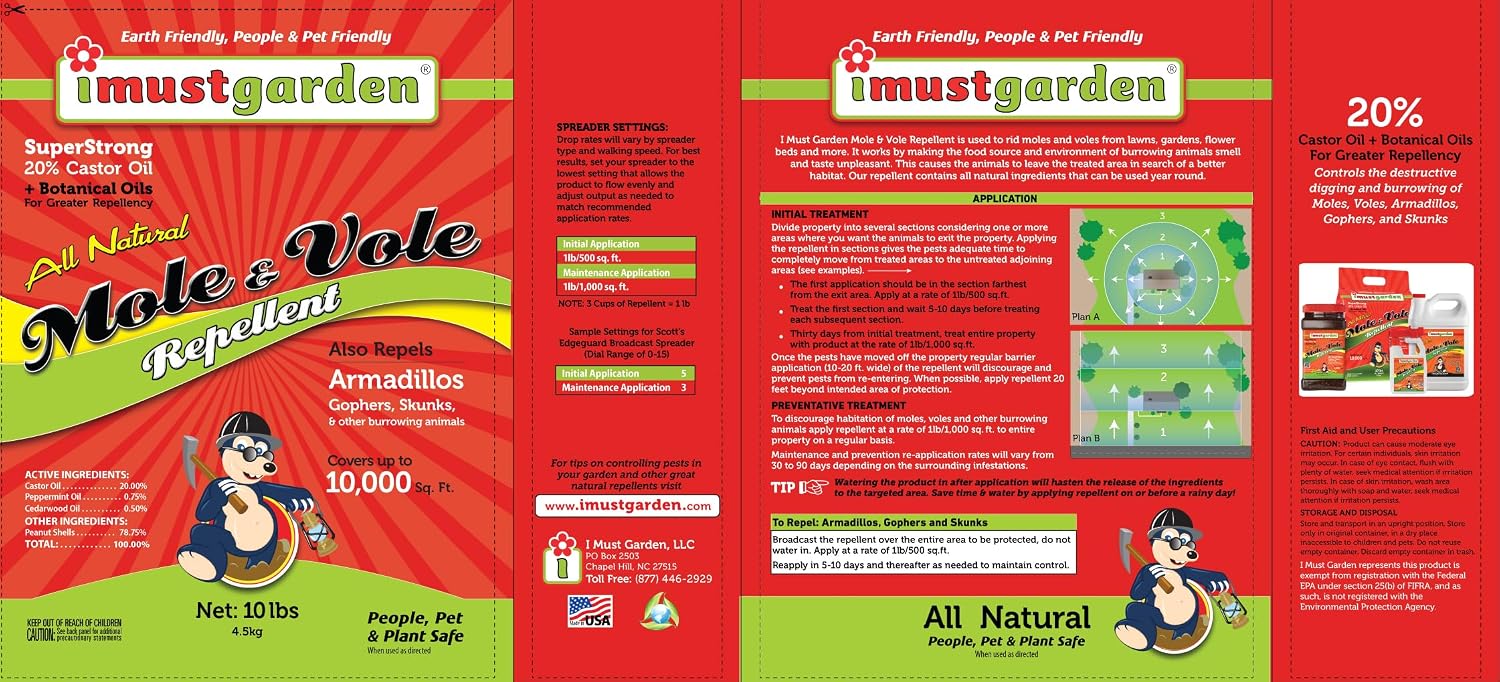 I Must Garden Mole & Vole Repellent: Professional Strength - Natural - 10lb