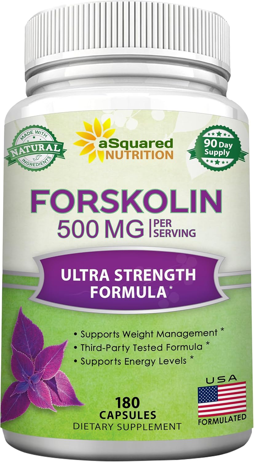 aSquared Nutrition Forskolin 500mg Per Serving Max Strength-180 Capsules, Supplement for Pure Weight Loss Fuel