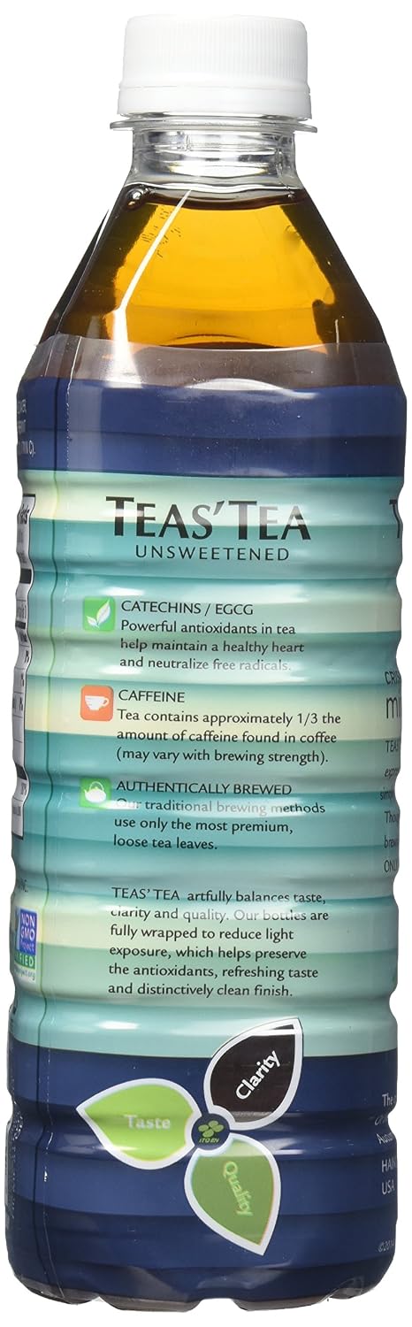 Teas' Tea Unsweetened Jasmine Green Tea 16.9 Ounce (Pack of 12) Organic, Sugar Free, 0 Calories