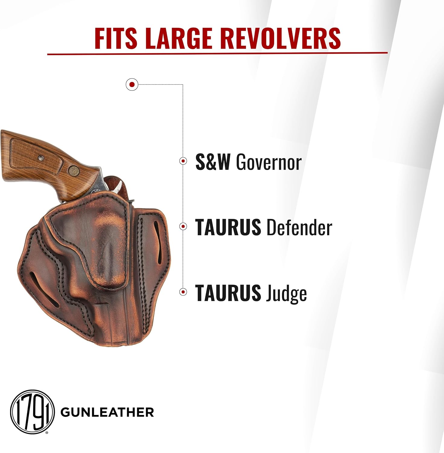 1791 Revolver Holster Fits Taurus Judge, S&W Governor, Public Defender