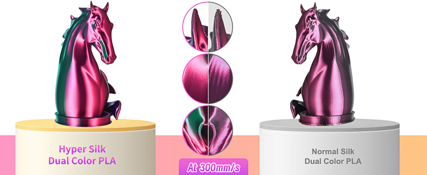 High speed silk dual colors filament