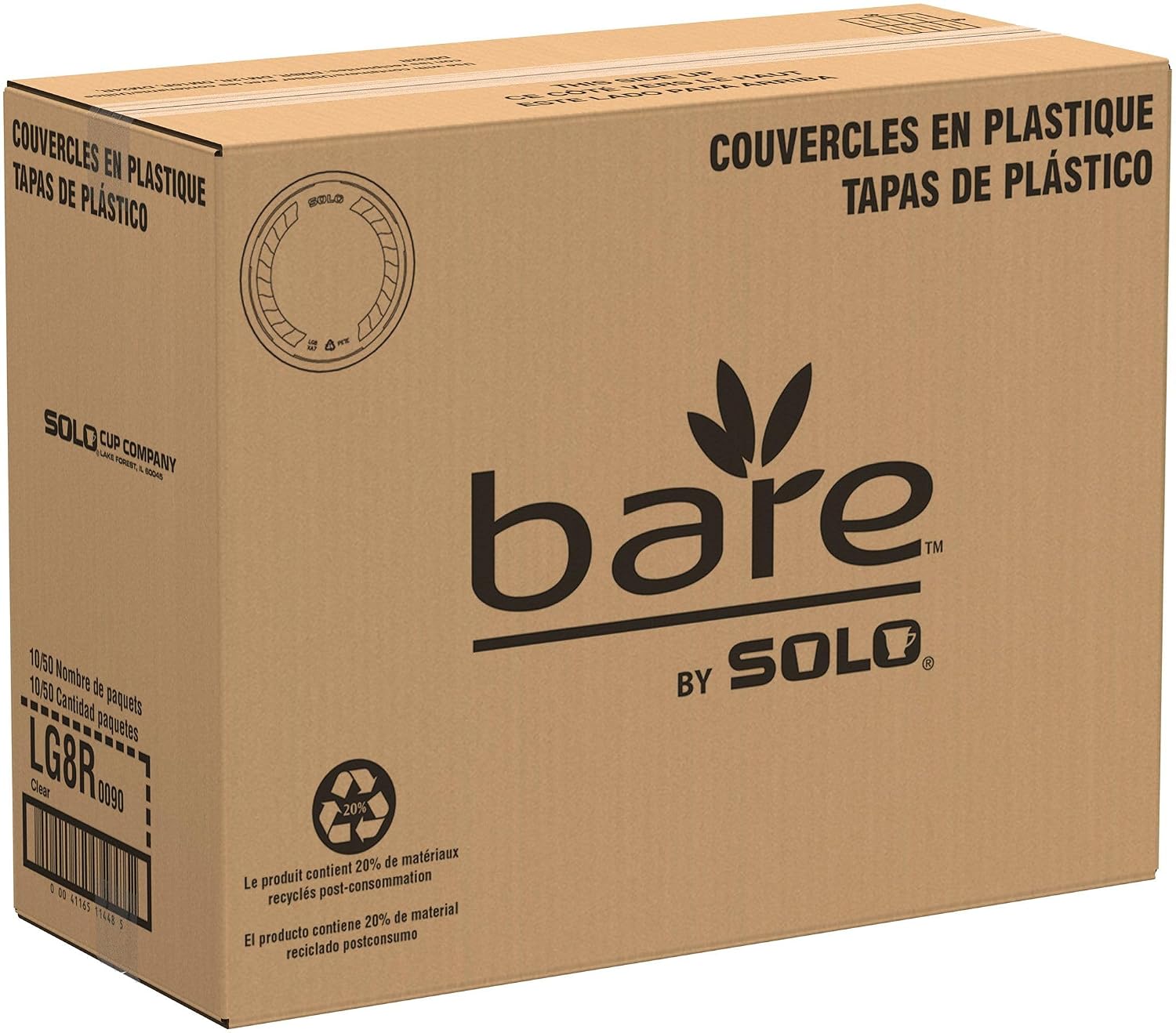 Solo LG8R-0090 Clear Overcap Lid Fits 8-32 oz PET Plastic Deli Container (Case of 500)