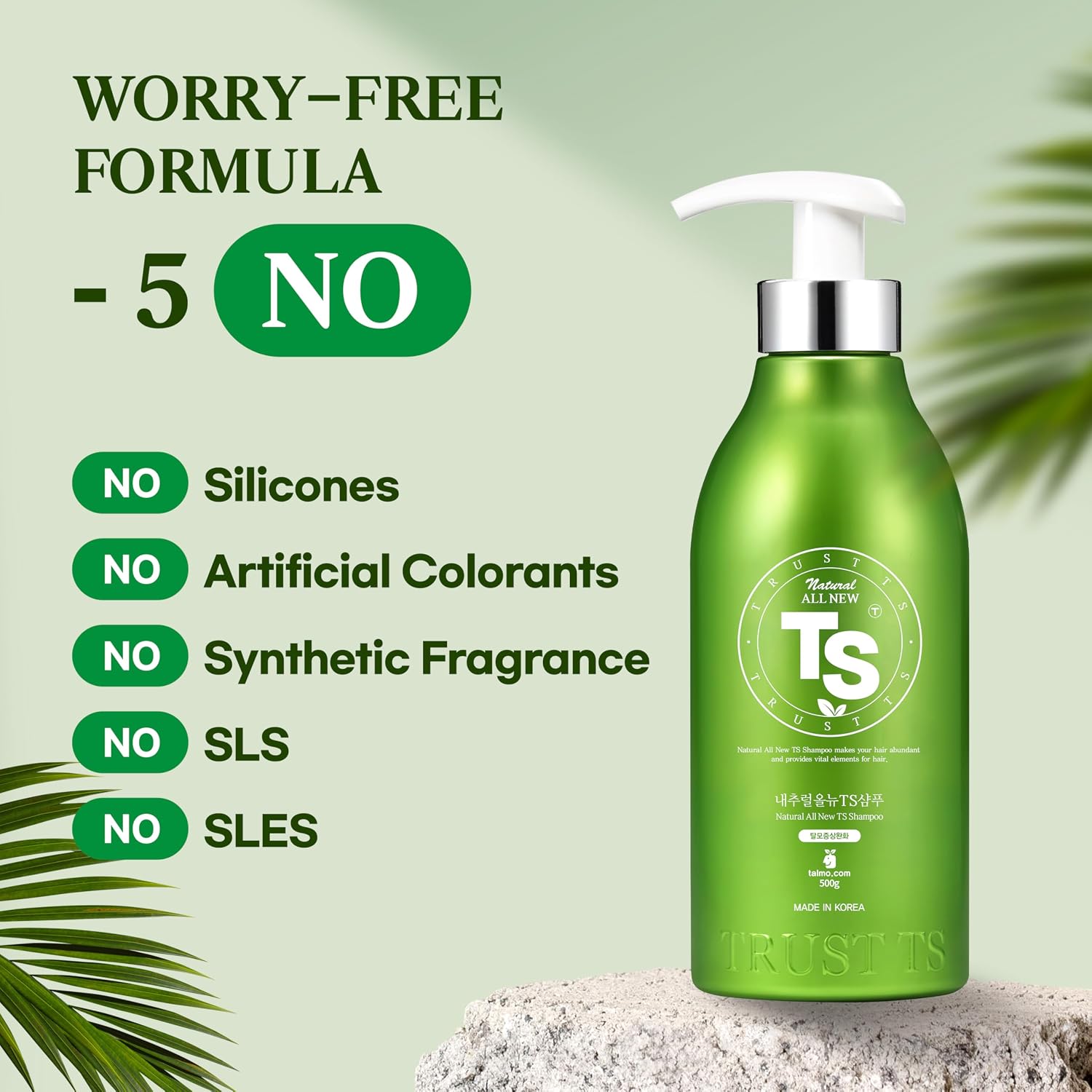 TS Natural All New TS Shampoo | Korean Shampoo for Sensitive Scalp | Hair & Scalp Care with Salicylic Acid and Natural Ingredients | Sulfate-Free