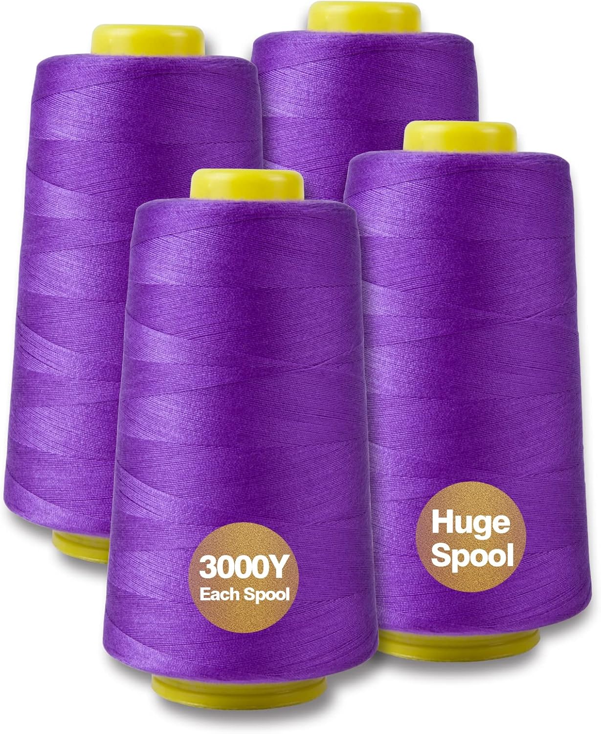 Black Serger Thread, All-Purpose Thread for Sewing, Polyester, 4 Cones of 3000 Yards Each Spool for Sewing Machine